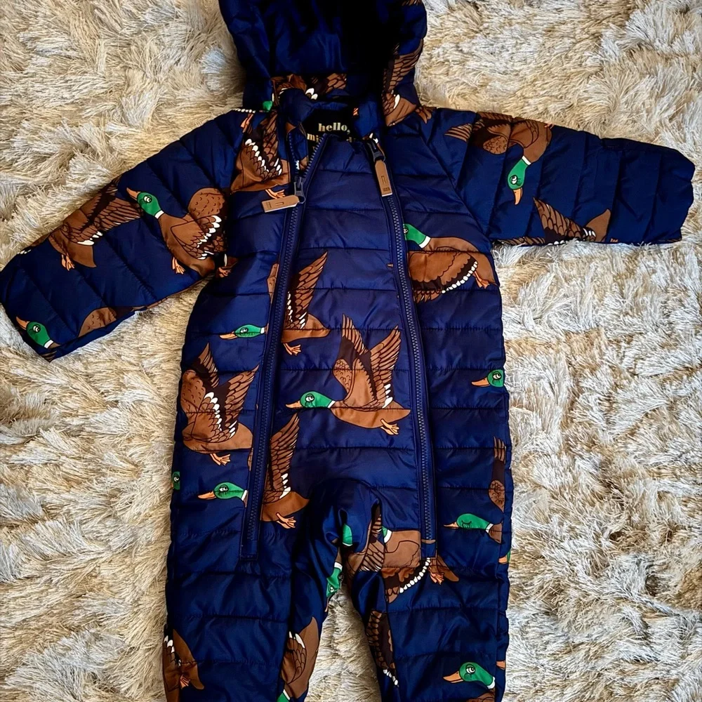 Toddler Boy Snowsuit Puffer Mallard Duck Print - Blue - Picture 2 of 4